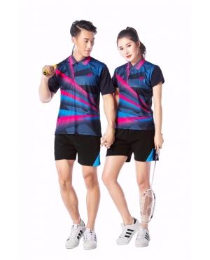 ÁO CẦU LÔNG YONEX 1809 ĐEN XANH TÍM 