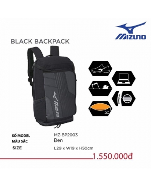 BALO MIZUNO MZ-BP2003 BLACK CHÍNH HÃNG